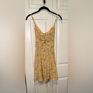 NWOT SHEIN Yellow Floral Tie Back Mini Dress